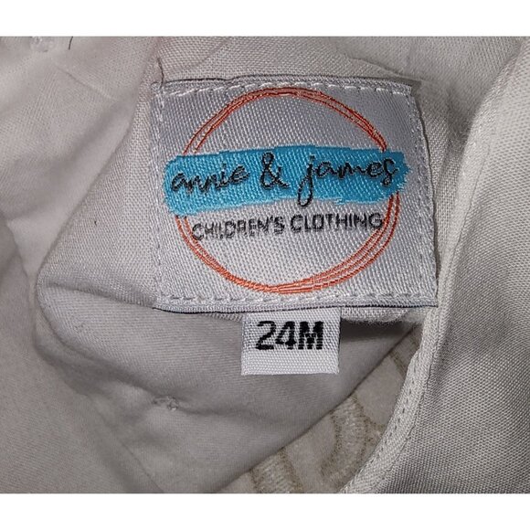 Baby Girl's  Annie & James White Embroidered Tank Top "MEW" or "MWE" Button Back - Picture 4 of 5